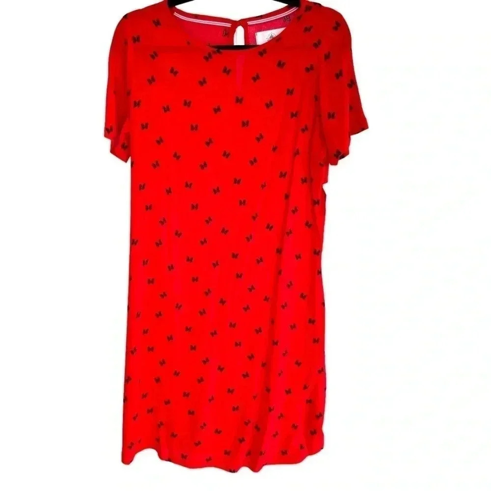 Disney Red Mini Dress with Black Bow Motif